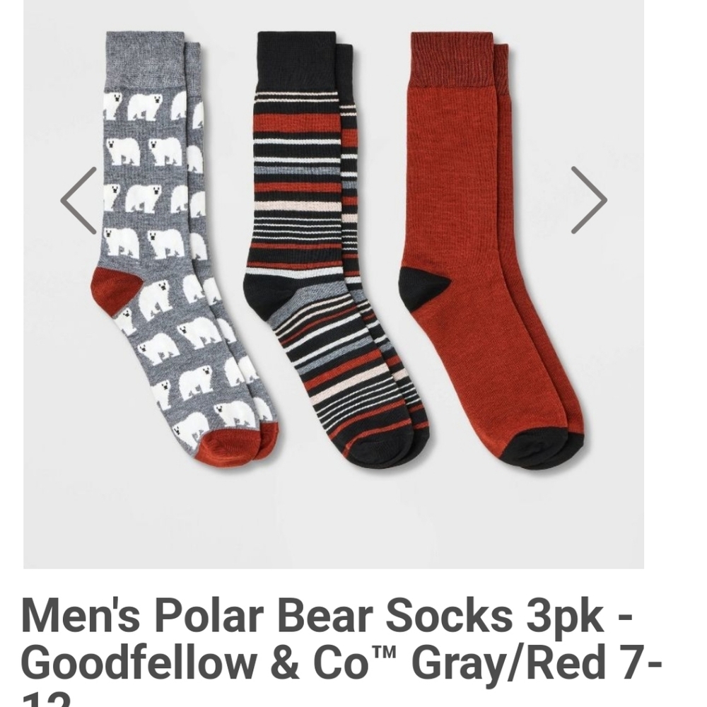 New! Goodfellow Set of 3 pair Men casual crew socks Polar Bear Stripes